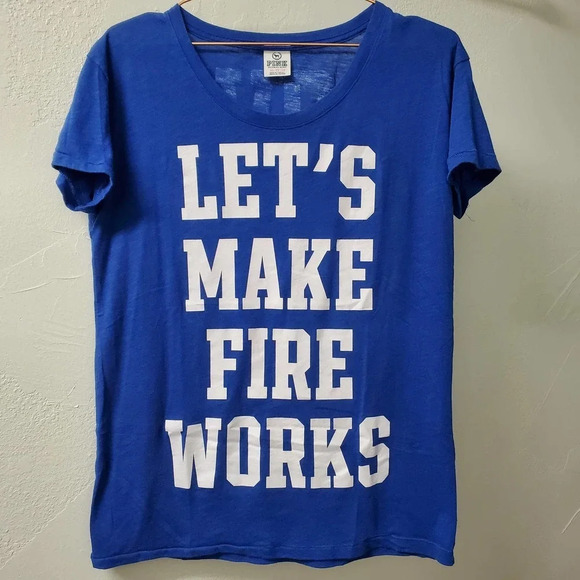 VS PINK | Blue White Let's Make Fireworks Tee XS - Picture 1 of 6